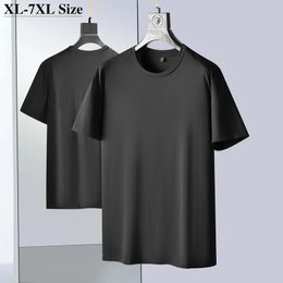 PLSU Taille 5xl 6xl 7xl Summer Mens Mans à manches courtes T-shirt Modal Fashion Cound Casual Colombe Base Soft Base Male 240412