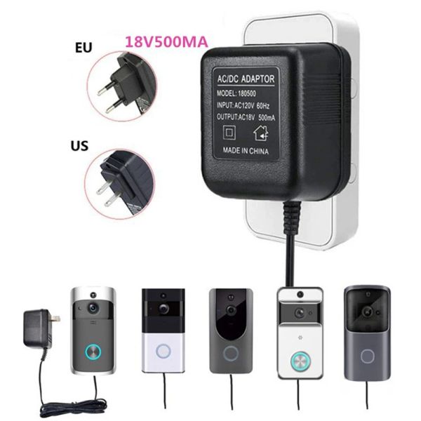 Enchufes 18 V CA Power Adaptador Transformador Cargador EU US EE. UU. 220V240V Para Wifi Smart Video Tourbell Camera Video Intercoming Bell Ring