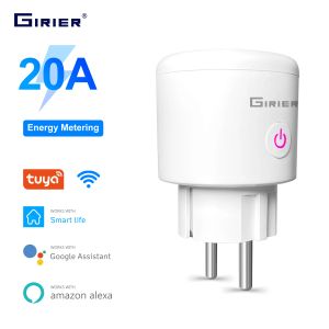 Plugs 20a tuya wifi smart plug eu with power monitor function smart life app appo rote-commande socket outlet fonctionne avec Alexa Google à domicile