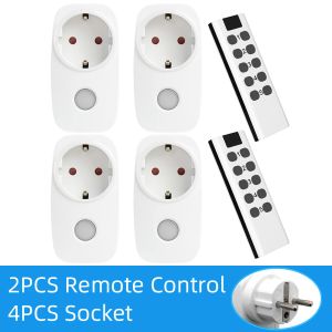 Plugs 433MHz Universal Remote Contrut sans fil Siglette Smart Socket EU French Power Programmable PROGRAMMABLE 15A 220V LED SORTS ÉLECTRIQUES