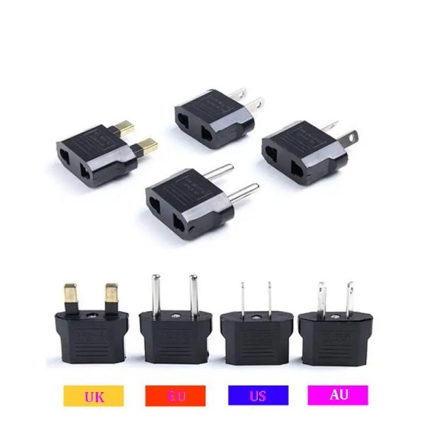 Plugs 500pcs universel de haute qualité UK US EU AU à l'Allemagne Plug Power Adapter Converter Mall Plug Pobit 2 Round Poss Entrée PINE ENTRE