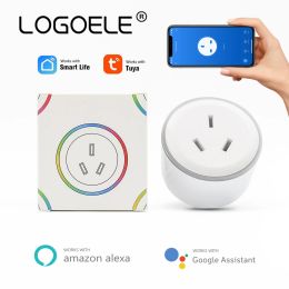 Plugs Australia Smart Plug WiFi Socket Tuya 10A Night Light Type New Zealand Argentina Plug fonctionne avec Alexa Google Home Mini