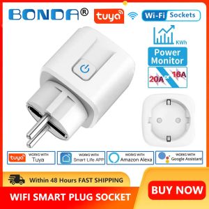 Sluit Bonda Smart Plug Wifi Socket EU 16A/20A met Power Monitor Timing Functie Tuya Smart Life -app werkt met Alexa Google Home