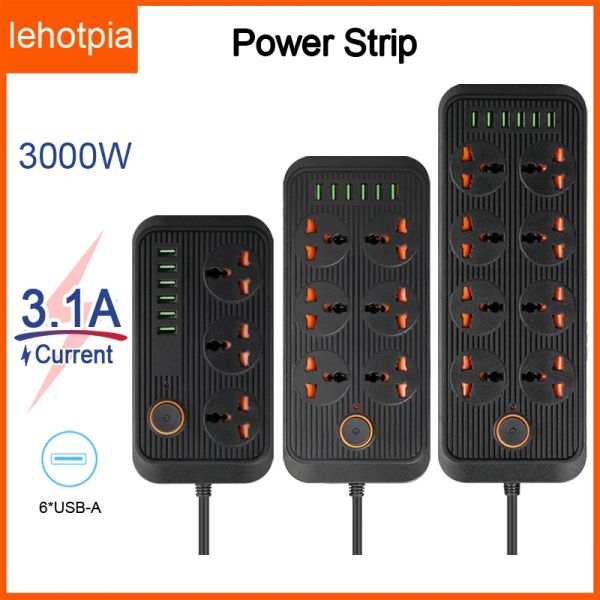 Enchufes EU/Reino Unido/US Power Strip Strip Cabe de extensión de múltiples Cable eléctrico con filtro de red multiplicada de inicio de casa inteligente USB