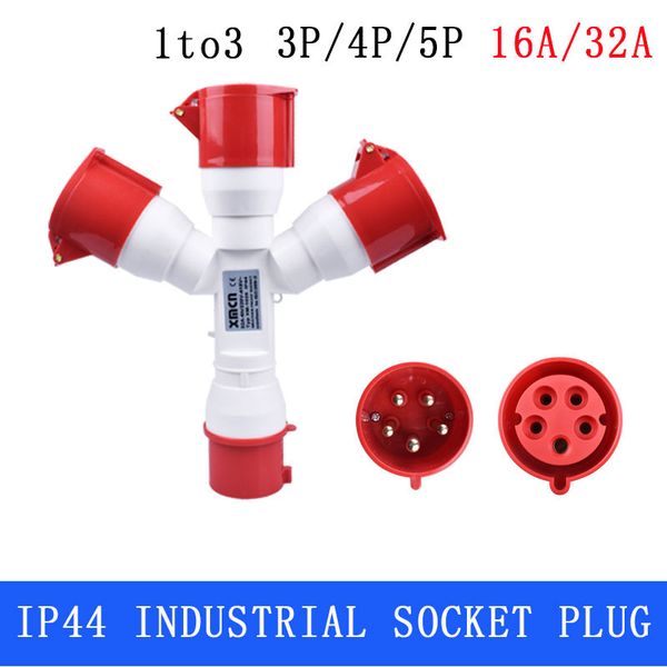 Bouchons pour les sockets Plug industriel imperméable imperméable 1 Entrée vers 3 IP44 3P / 4P / 5P Bouche et prise à trois voies 220V 380 V