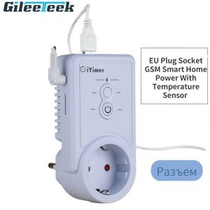 Plugs GSM Smart Home Power Eu Plug Plug avec capteur de température Contrôle de température intelligent Prise en charge de la carte SIM de sortie USB Enchufe