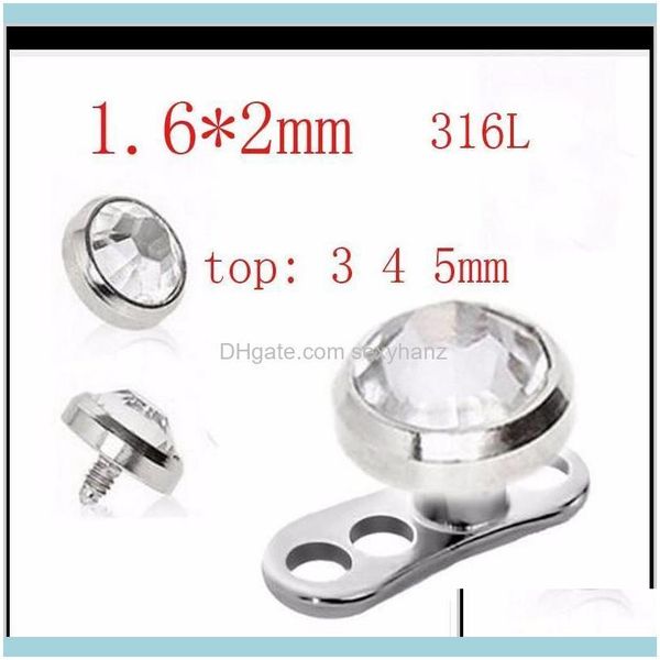 Plugs Jewelryplugs Tunnels 316L Acero inoxidable Skin Diver Piercing Micro Dermal Jewelry Body Drop Delivery 2021 5Lxsk