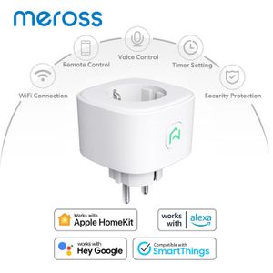 Pluggen Meross HomeKit WiFi Smart Plug 16A EU Standaard Socket Timer -functie Remote Control Ondersteuning Alexa Google Assistant SmartThings