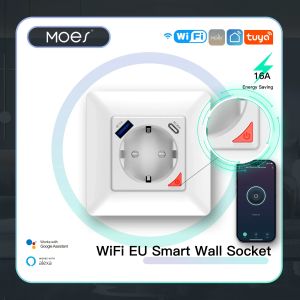 Plugs Moes WiFi Tuya Smart Socket EU PLIG PULLLET PROPLE FACT USB TYPEC APP RÉPARIE COMMANDE COMMANDE Alexa Google Home