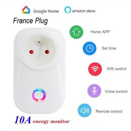 Plugs Original 10A Wireless WiFi Smart Socket Power France France Plug avec télécommande du compteur d'alimentation Alexa Phones App Remote Contrôle par iOS A