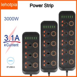 Stops Power Strip Plug Multitap Smart Home 2m Extension Cable Electrical Socket met USB -poorten snel charen multiprise netwerkfilter