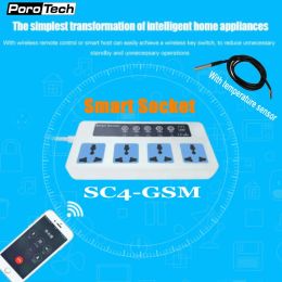 Enchufes SC4 SC3 GSM 4 Sentes de enchufe de enchufe de encendido inteligente inalámbrico con sensor de temperatura GSM SIM Teléfono/llamada/control remoto SMS Control remoto