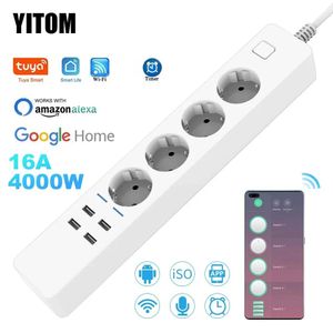 Plugs Smart Power Strip Wifi 4 Eu Outlets Plug 4 Usb Charging Port Timing App Voice Control Work with Alexa Google Home Assistant