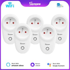 Plugs Sonoff S26 R2 WiFi Smart Socket de Fr Eu Wireless Plug Plug Power Socket Ewelink Remote Control Contrut pour Alexa Google Assistant