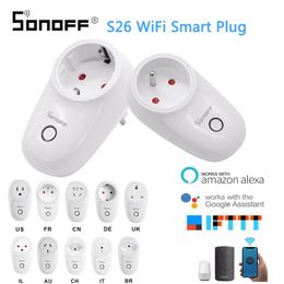 Sonoff S26 WiFi Smart Plug Socket BR/US/UK/EU Wireless Plug Power Sockets Smart Home Switch voor Alexa Google Assistant IFTTT