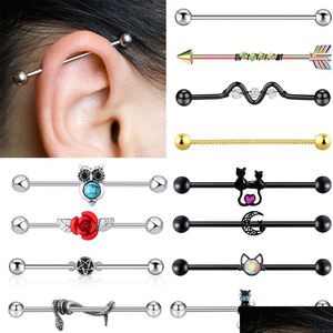 Bouchons Tunnels 1Pc 14 Acier Industriel Barbell Anneau Oreille Droite Stud Cartilage Boucle D'oreille Helix Corps Piercing Bijoux 14G Dro Dhgarden Otab3