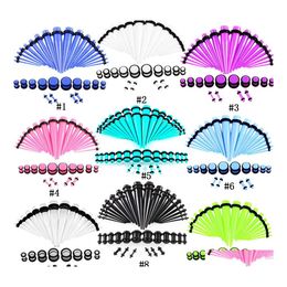 Bouchons Tunnels 36 Pcs / Lot Acrylique Jauge D'oreille Cône Et Bouchon Kits D'étirement Mixte Couleur Chair Expansion Corps Piercing Bijoux Cadeau Dr Otkes