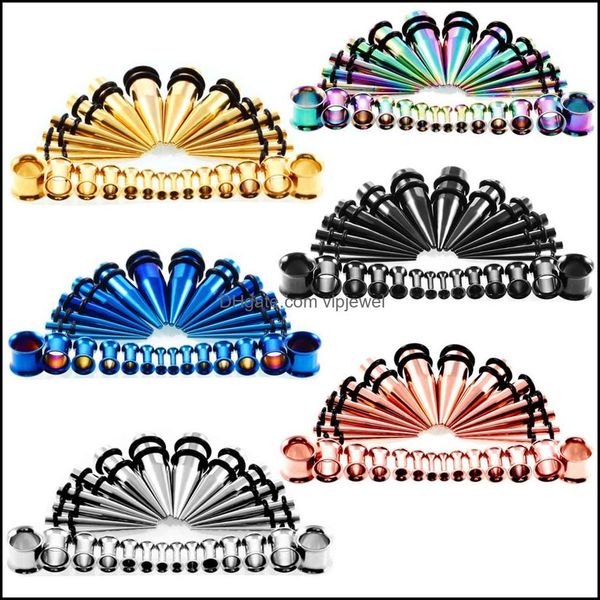 Plugs Tunnels Body Jewelry 28Pcs Acrílico Ear Taper Con Plug Kit de estiramiento Flesh Tunnel Gauges Camilla Expansor Dh7Ap