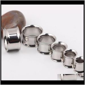 Tapones para túneles, joyería para el cuerpo, medidores de tapón de túnel de doble llamarada, expansor de oreja, perforación, venta al por mayor, acero inoxidable Qt2My