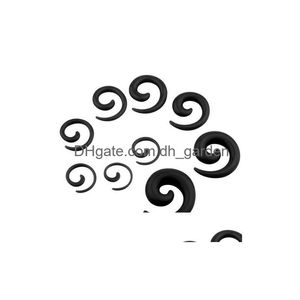 Tapones Túneles Joyería del cuerpo Punk Ear Espiral Expander Taper Swirl Plug Camilla Piercing Acrílico Negro Blanco Venta al por mayor Gota Dhgarden Dhmbj