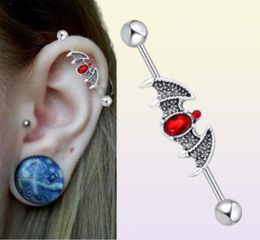 Bouchons Tunnels Drop Livraison 2021 14G en acier inoxydable avec rouge Cz Gem Bar industriel Piercing Barbell boucle d'oreille mode corps bijoux Pir5923032