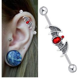 Bouchons Tunnels Drop Livraison 2021 14G Serpent en acier inoxydable avec rouge Cz Gem Barre industrielle Piercing Barbell Boucle d'oreille Mode Corps 258x