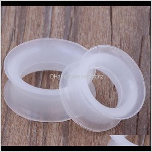 Pluggen tunnels druppel levering 2021 Duidelijke dubbele flare Sile Flesh Tunnel Ooorstekker Body sieraden Piercing E9A1L