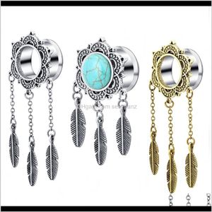 Sluggen Tunnels Drop Delivery 2021 Sier Dreamcatcher Cute Feather hanger Dange Ear Plug Tunnel Gauge Body Sieraden Piercing Earring Kits I4r