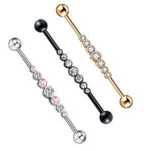 Stekkers Tunnels Industriële Barbell Rvs Tragus Earring Kraakbeen Body Piercing Sieraden 50 Stuks Voor Vrouwen Mannen Drop Levering Dhru4