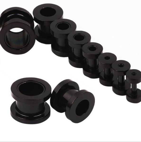 Tapones Túneles Joyería 100 unids / lote Mezcla 2-10 mm Tornillo de acero inoxidable Tapón de oído negro Túnel de carne Piercing Joyería del cuerpo Entrega de gotas 2021 D9Xe