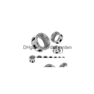 Tapones Túneles Mezcla 416 mm 80 unids / lote Cristal transparente Medidores de oreja Túnel de carne Tapón Helix Piercing Joyería del cuerpo Pirsing Drop Deliv Dhgarden Dhryf