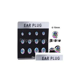 Pluggen tunnels mix 6 maten 5 kaarten interne schroefdraad ear expander kit schroef vlees tunnelmeter oorr earring stretchering body pier dhgarden dhtbx