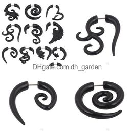 Bouchons Tunnels Nouveau Noir Spirale Faux Bouchon D'oreille Chair Tricheur Cônes Uv Acrylique Mode Piercing Corps Bijoux Drop Delivery Dhgarden Dhogd