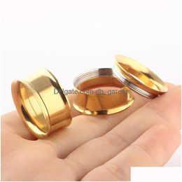 Tapones Túneles Acero inoxidable Oro Internamente Oído Túnel Cuerpo Joyería Doble Flare Medidores Piercing Gota Entrega Dhgarden Dhcin