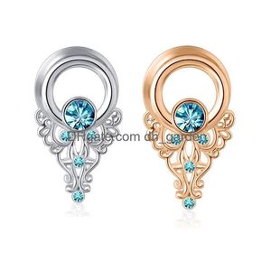 Bouchons Tunnels Unique En Acier Inoxydable Femme Goutte Tête Oreille Piercing Civières Bijoux De Corps Boucle D'oreille Jauges Extenseurs Navire Del Dhgarden Dhcep