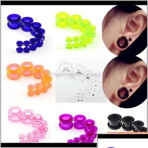 Plugs Tunnels Wholesale 1 Set 8pcs Gauges Soft Sile Body Jewelry Sagers MTI Couleurs Taille de 212 mm JLUKA RW3RE DROP DIVINE DHREF