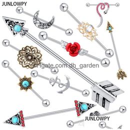 Bouchons Tunnels Gros Corps Bijoux 14 Calibre Lots Long Industriel Barbell Boucle D'oreille Helix Bar Oreille Tragus Piercing Cartilage Dhgarden Dhoib