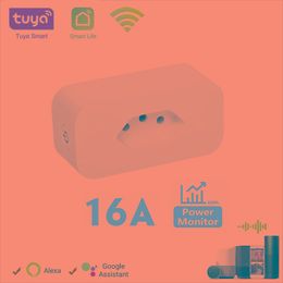 Prises Tuya 16a prise intelligente Wifi Standard brésilienne avec moniteur d'alimentation, application Smart Life, prise intelligente, travail vocal pour Google Home Alexa