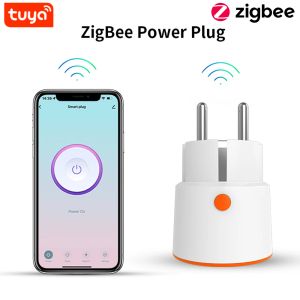 Plugs Tuya Smart Zigbee 3.0 PULIPE 16A EU 3680W METER TEMOTO COMMANDE COMMANDE COMMANDE SOGNION DU TIGHINE ALEXA TUYA ZIGBEE HUB