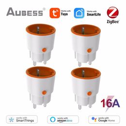 Enchufes Tuya Zigbee 3.0 Smart Power Enchip EU 16A Smart Socket Energy Monitor Outlet Wireless Voice Remote Control Alexa Google Home