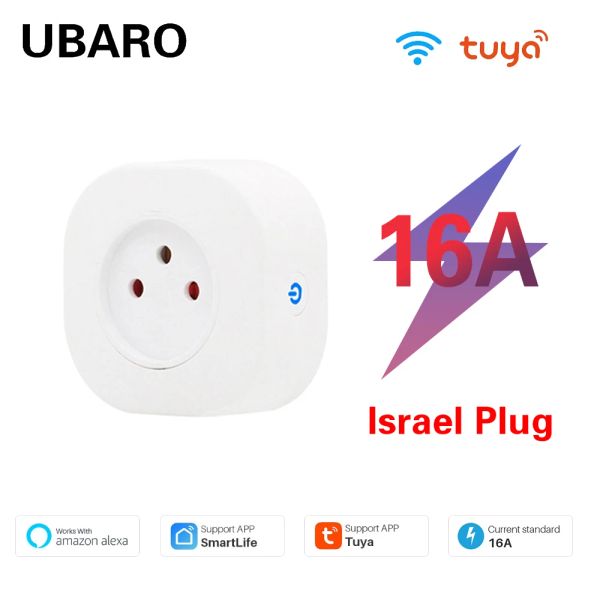 Plugs Ubaro Israel Tuya WiFi Smart Socket Application Control Support Google Home Alexa Voice Plug Timing Power Outlet 100240V Home Appliance