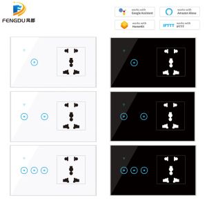 Bouchons Universal WiFi Power Socket avec chargeur USB Charger WiFi Socket EU / US / UK / AU 1 2 3 Gang Smart Light Switch Interrupteur Google Home Alexa