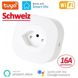 Plugs WiFi Smart Plug 16A Suisse CH Plug Purner Power Socket Outlet Tuya App pour Alexa Google Home Control Control Power Monitor Timing