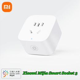 Stekkers Xiaomi Mijia Smart Socket 3 Wifi Vermogensstatistieken Versie Draadloze afstandsbediening Adapter Inschakelen Uit Werken met Mihome-app