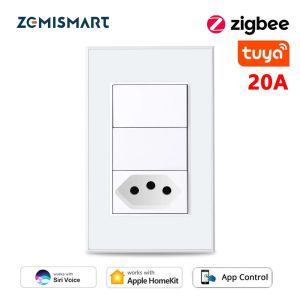 Bouchs Zemismart Tuya Zigbee 20a Brésil Smart Brésil avec interrupteur d'éclair