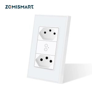 Bouchs Zemismart Tuya Zigbee Smart Brazil Wall Socket deux points de vente brésiliens 10a 20a Alexa Google Home Vocal Control Smart Life App