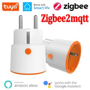 Pluggen ZigBee Plug 16A EU Power Smart Socket Outlet Tuya Home voor Alexa Google Voice Control Power Monitor Timing voor ZigBee 2MQTT Hub