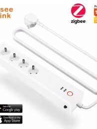 Bouchons Zigbee Smart Power Strip 16A EU PLIG SOING BAR MULTIPLE SORTLET SURGLAY RELLED avec 4AC Pulg Independent Control Power by Tuya