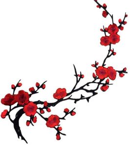 Flor de ciruelo flor tela apliques Wintersweet ropa bordado parche tela pegatina hierro en parche en coser artesanía reparación de costura 9131495