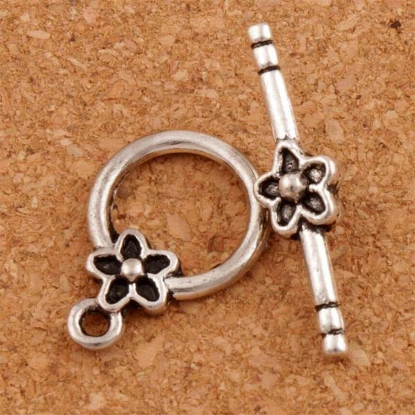 Pulsera de flor de ciruelo Cierre de palanca 100 sets / lote Pulseras de ajuste de plata antigua L847 Componentes de resultados de joyería LZsilver226J